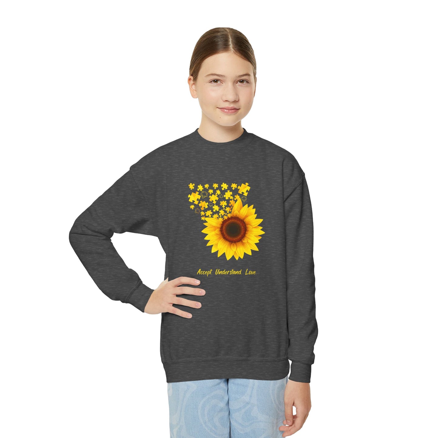 Sunflower Youth Crewneck Sweatshirt - Perfect for Spring and Everyday Wear