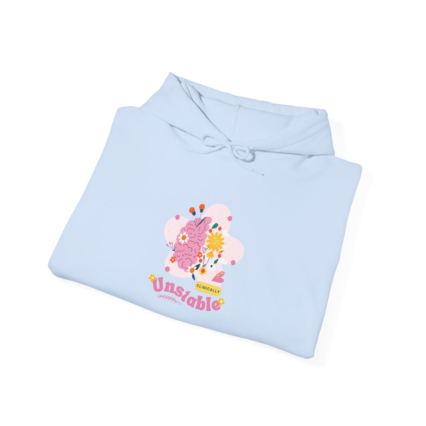 Unstable Cute Pastel Character Hoodie — Kawaii Pink Floral Graphic Sweatshirt