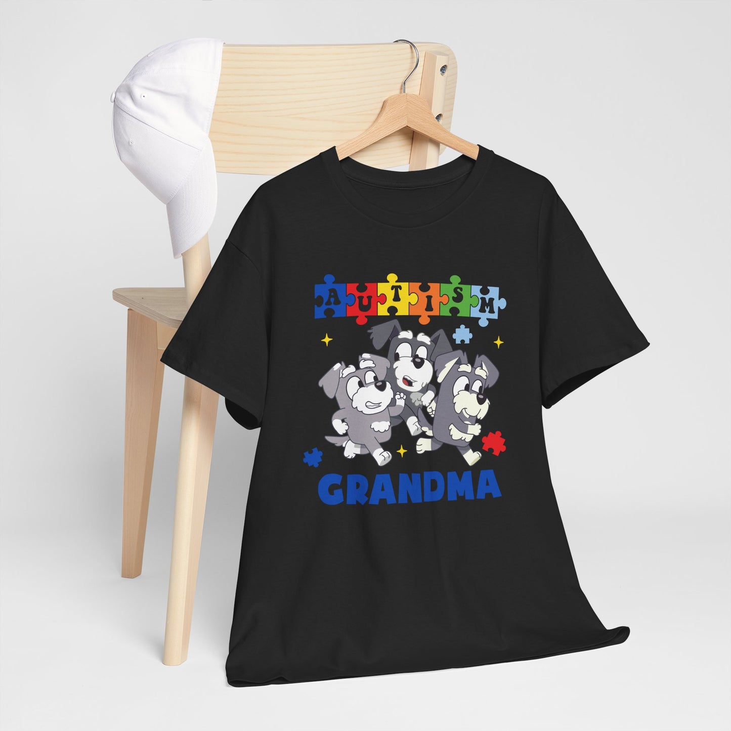 Grandma Paw-some Autism Awareness Tee — Puzzle Dogs Autism Grandma Shirt
