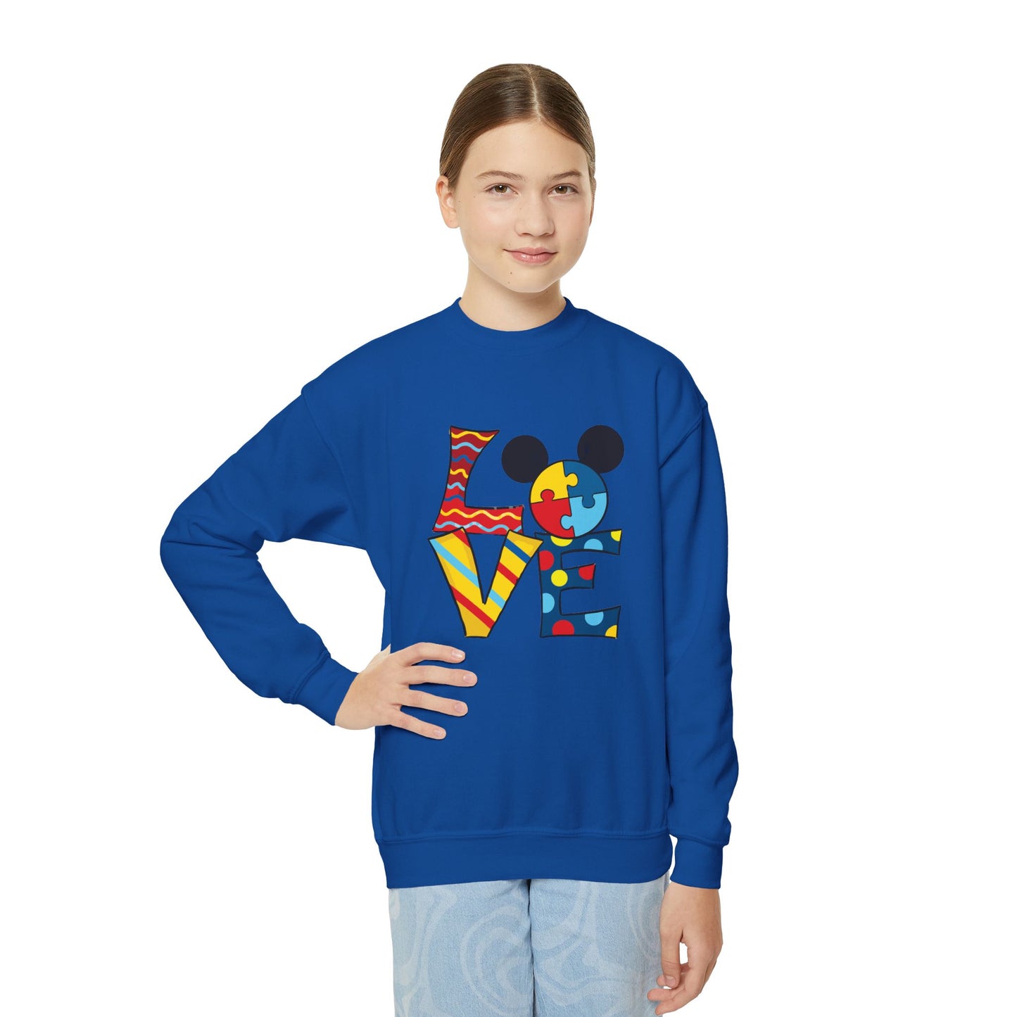 Colorful Love Puzzle Youth Crewneck Sweatshirt