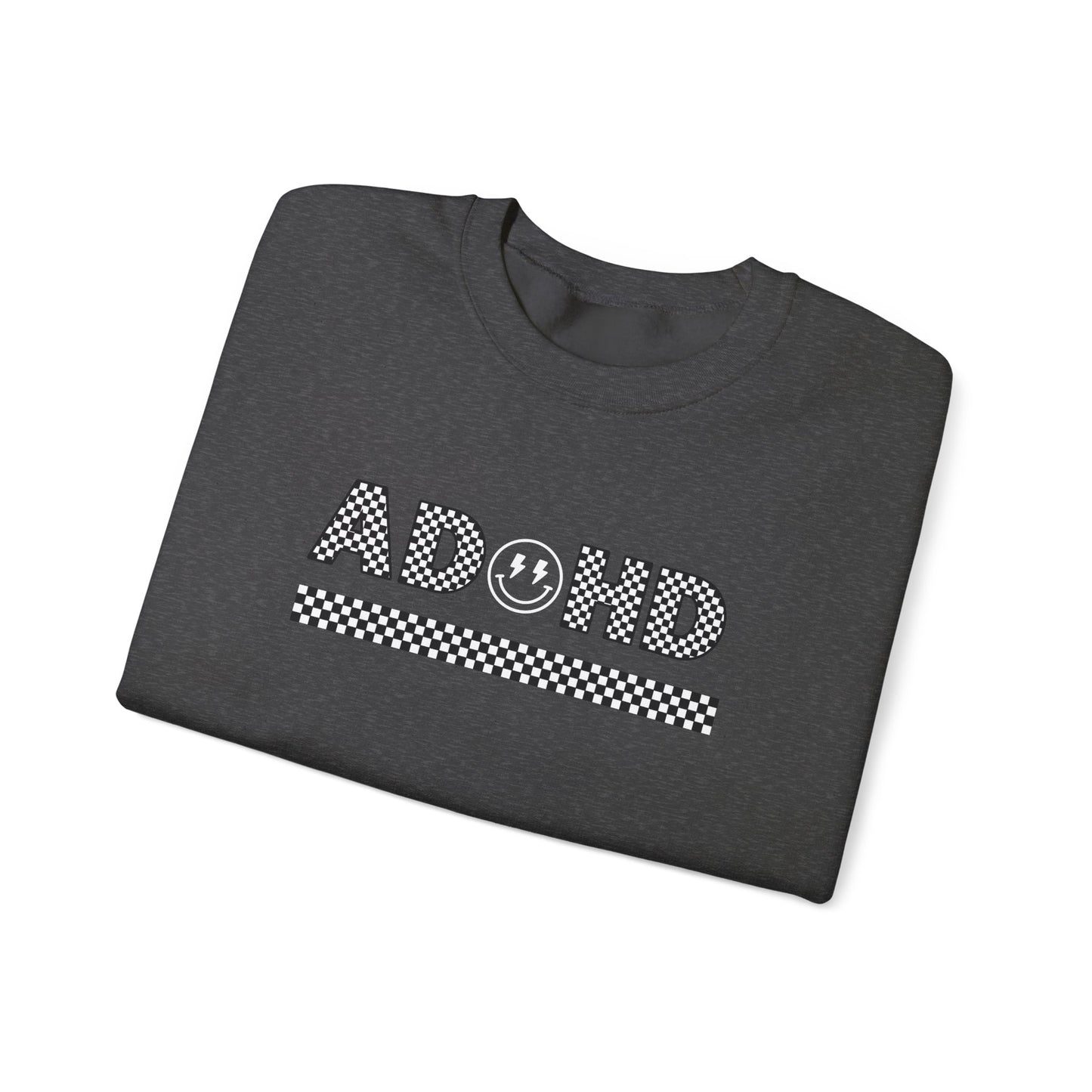 ADHD Smiley Checkered Crewneck Sweatshirt