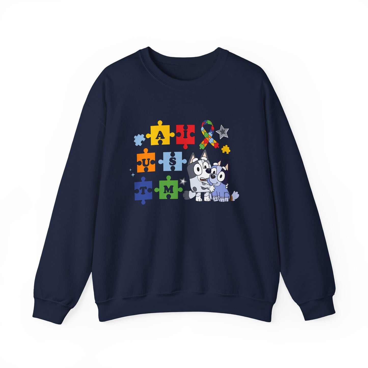 Autism Puzzle Paw Crewneck Sweatshirt — Bluey-Inspired Support Tee
