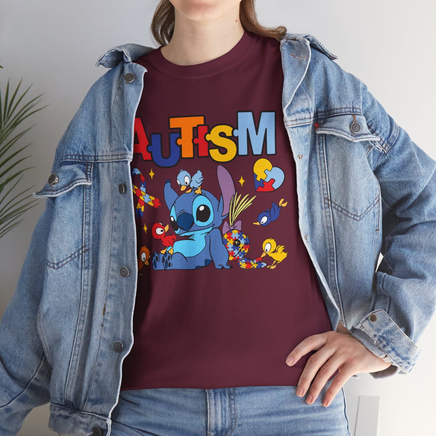 Autism Awareness T-Shirt — Cute Cartoon Character Puzzle-Heart Design