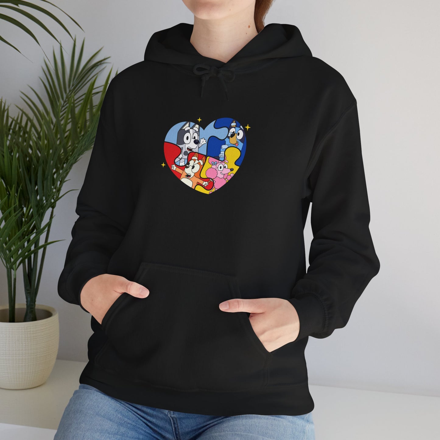 Retro Cartoon Heart Hoodie — Colorful Vintage Characters Graphic Sweatshirt