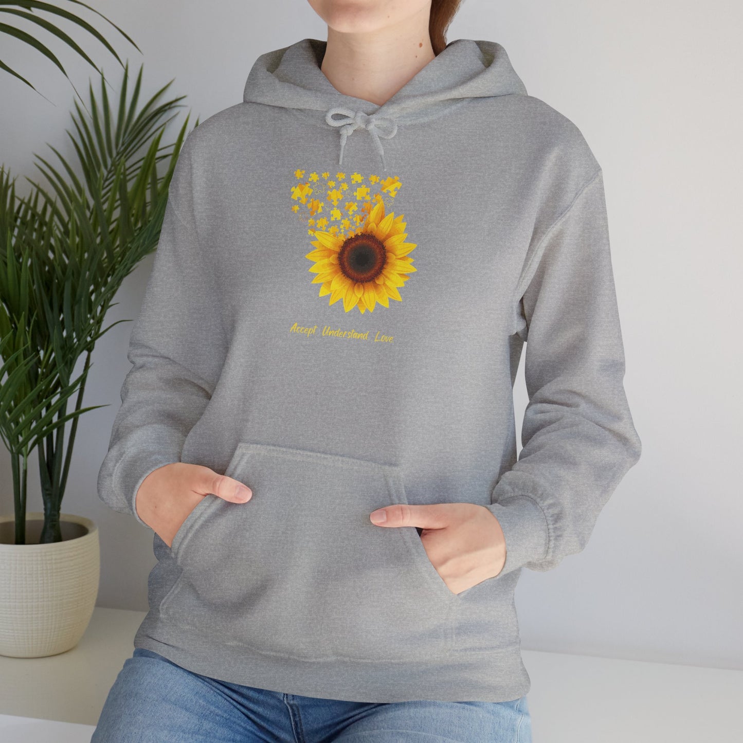 Sunflower Love Autism Awareness Advocate Hoodie — Joyful Floral Hooded Sweatshirt