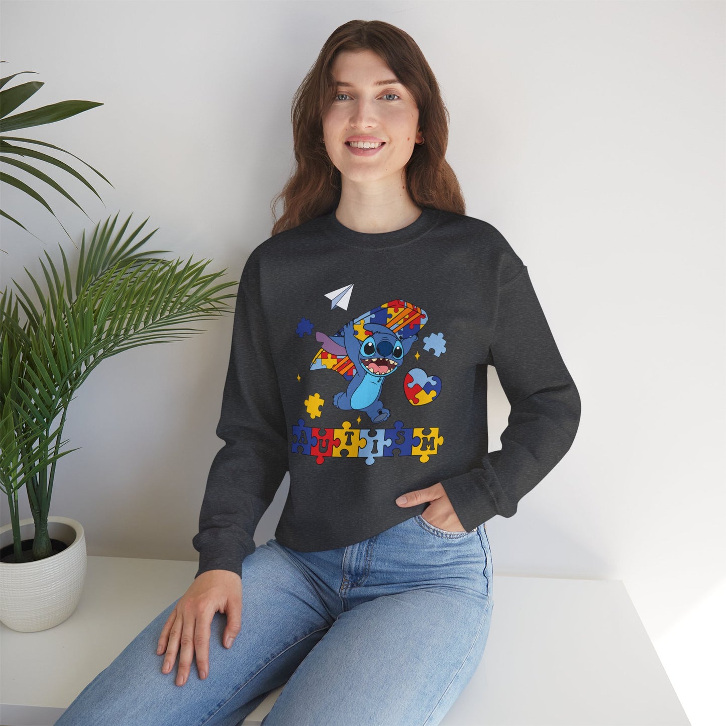 Autism Awareness Sweatshirt – Cute Stitch Puzzle Heart Design
