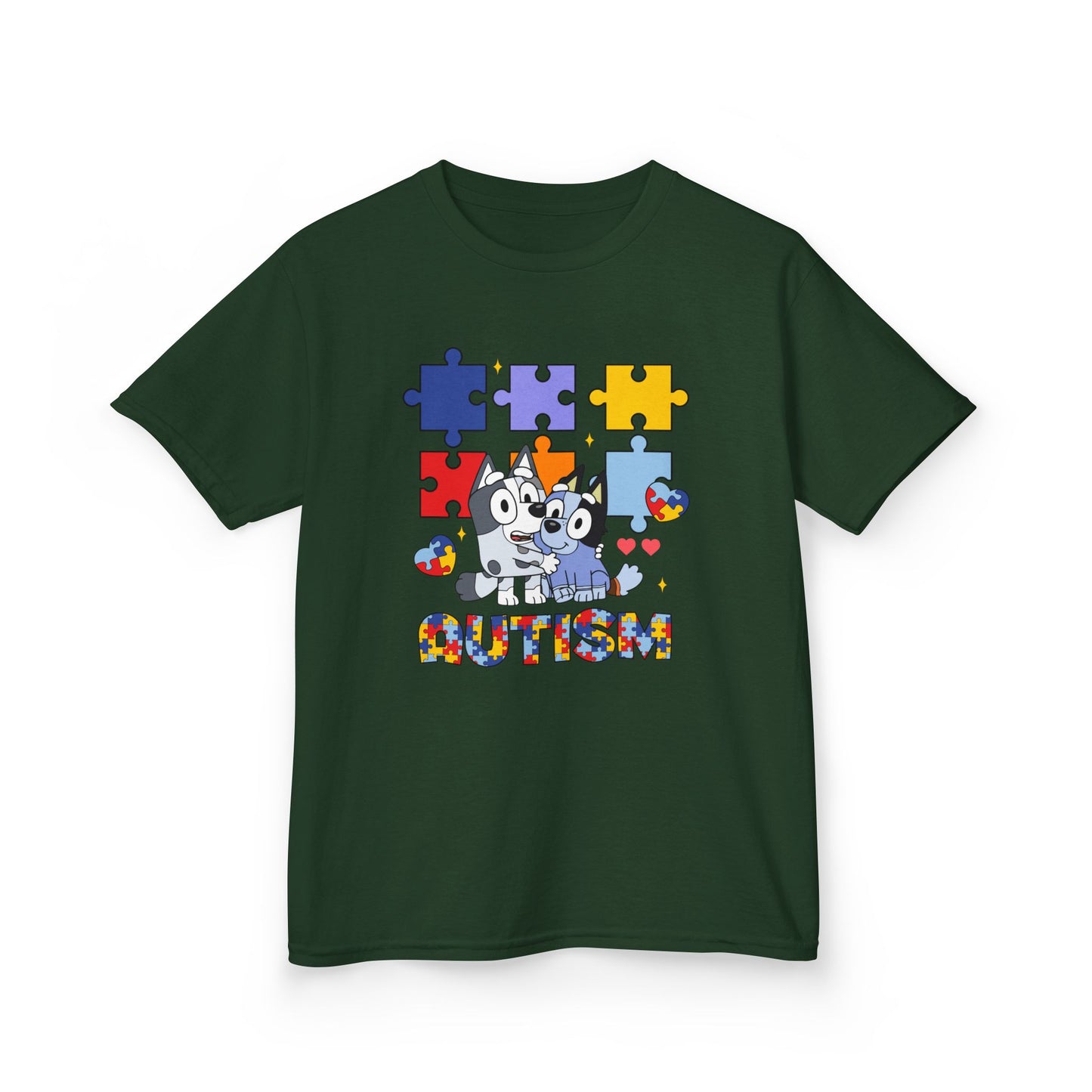 Kids Tee — Colorful Autism Puzzle Paw Design