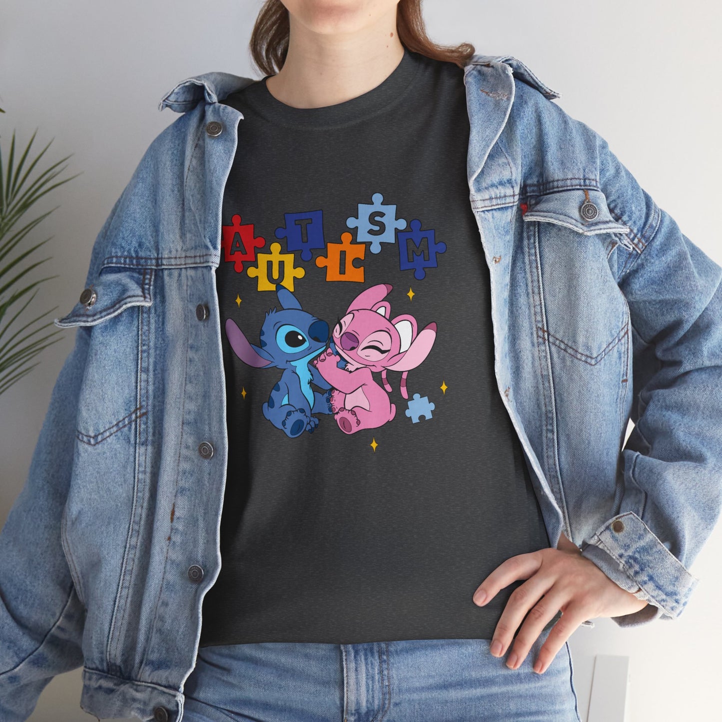 Autism Puzzle Love T-Shirt — Cute Stitch & Angel Friendship Tee