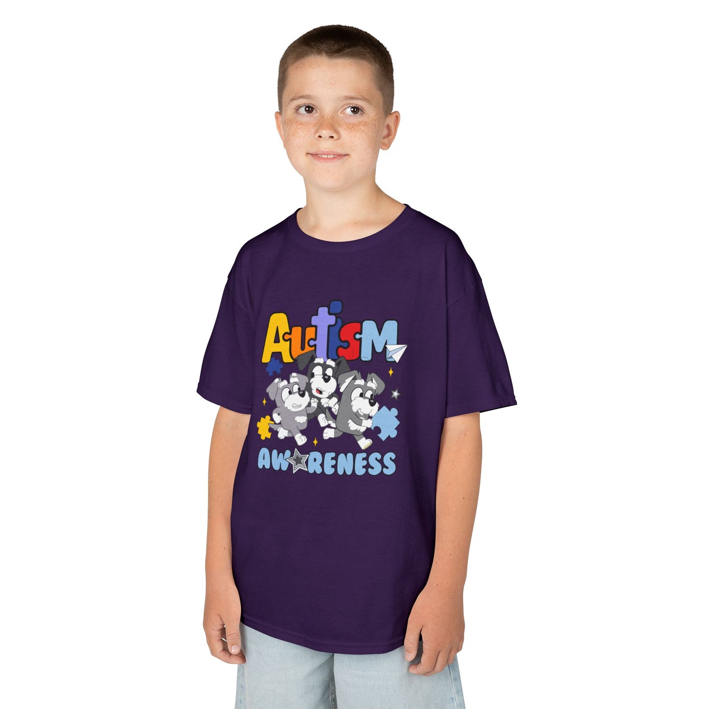 Kids Tee — 'Autism Awareness' Colorful Puzzle Heart Design