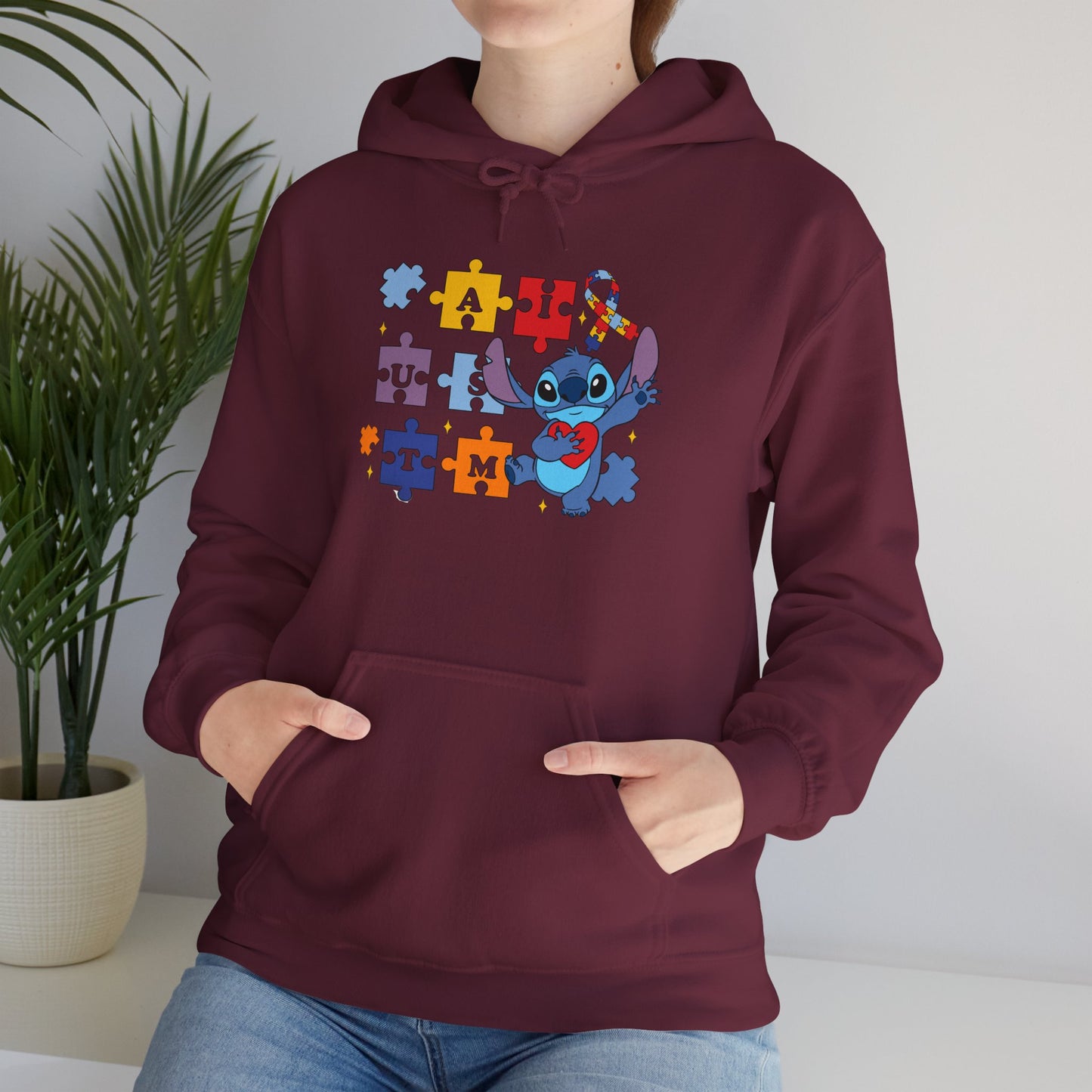 Autism Awareness Hoodie — Puzzle Heart Ribbon Design