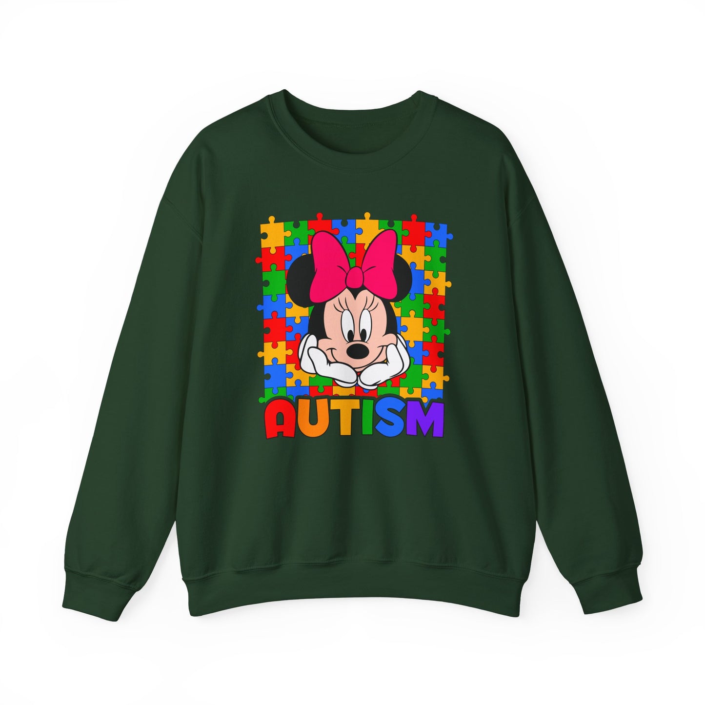 Autism Awareness Sweatshirt — Rainbow Puzzle Heart Character Design