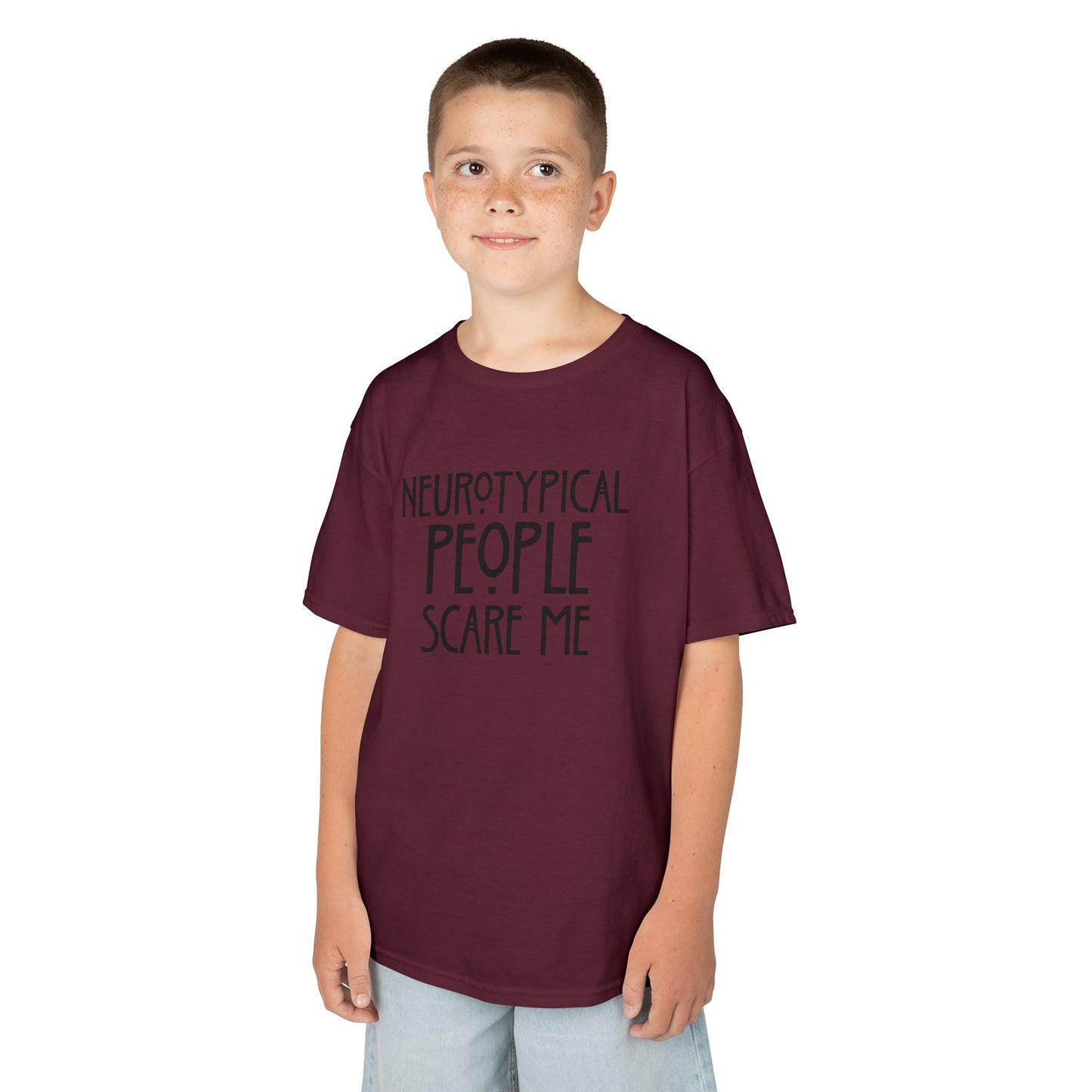 Kids Tee — "Neurotypical People Scare Me" Humor Autism Awareness Shirt