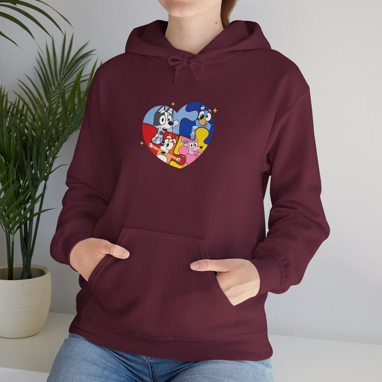 Retro Cartoon Heart Hoodie — Colorful Vintage Characters Graphic Sweatshirt