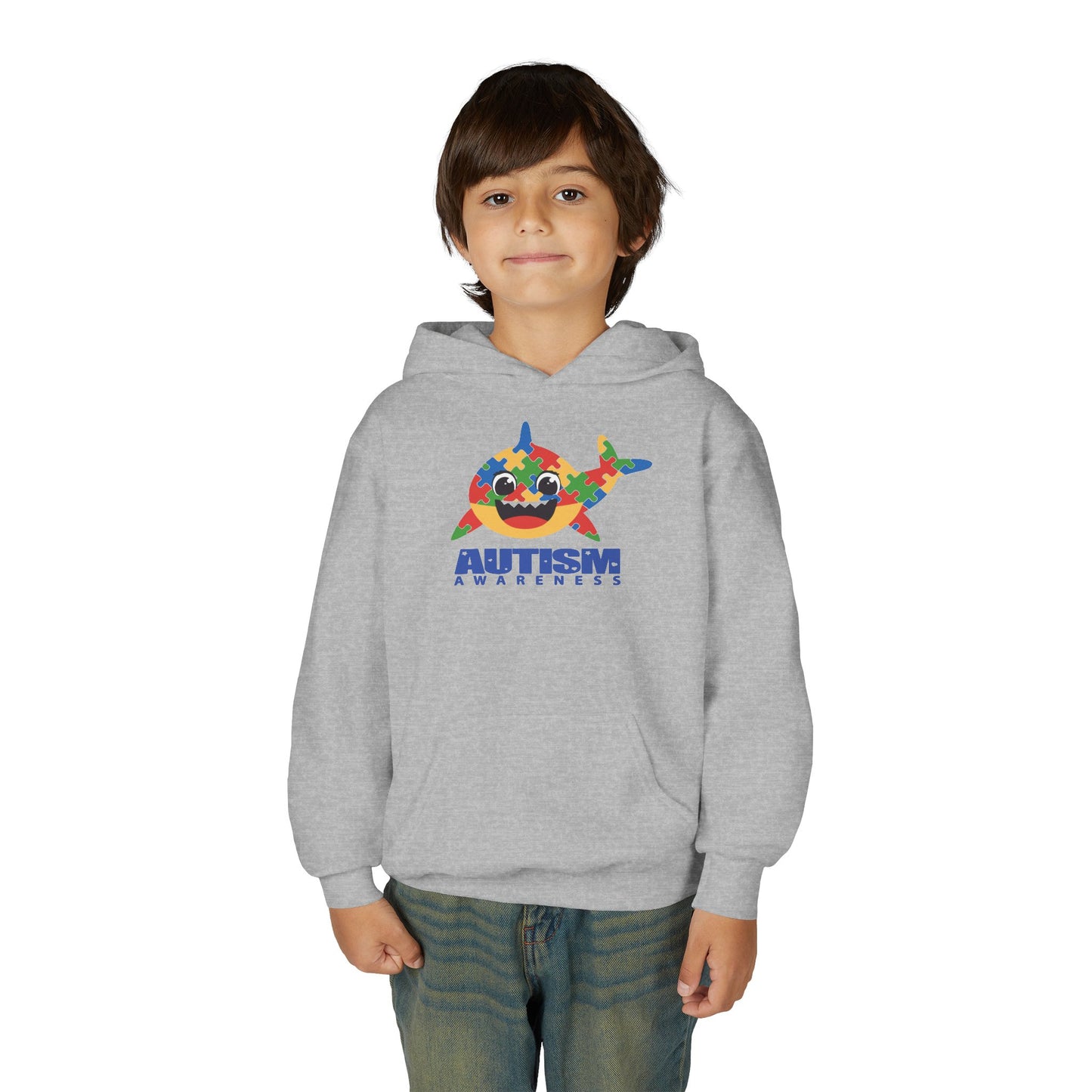 Autism Awareness Youth Hoodie - Colorful Shark Design