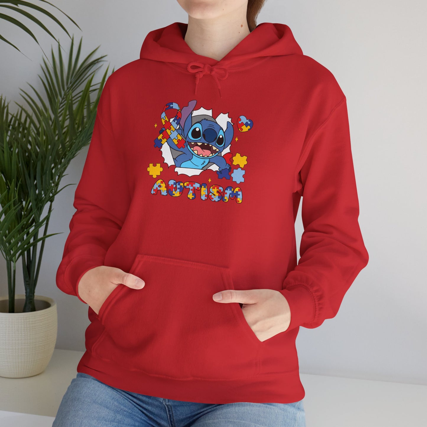 Autism Awareness Hoodie — Colorful Puzzle Stitch Design