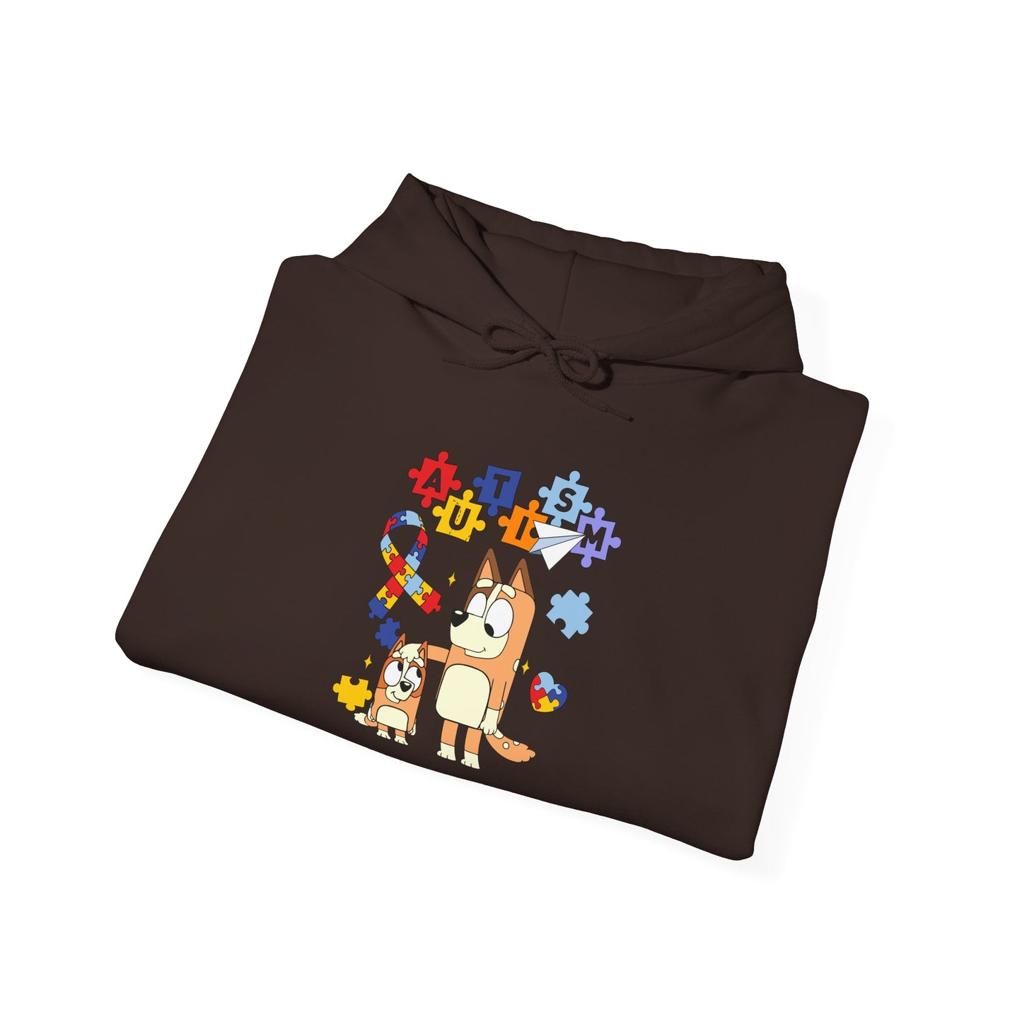 Bluey Puzzle Pieces Hoodie — Cute Bluey & Bingo Autism Awareness Sweatshirt