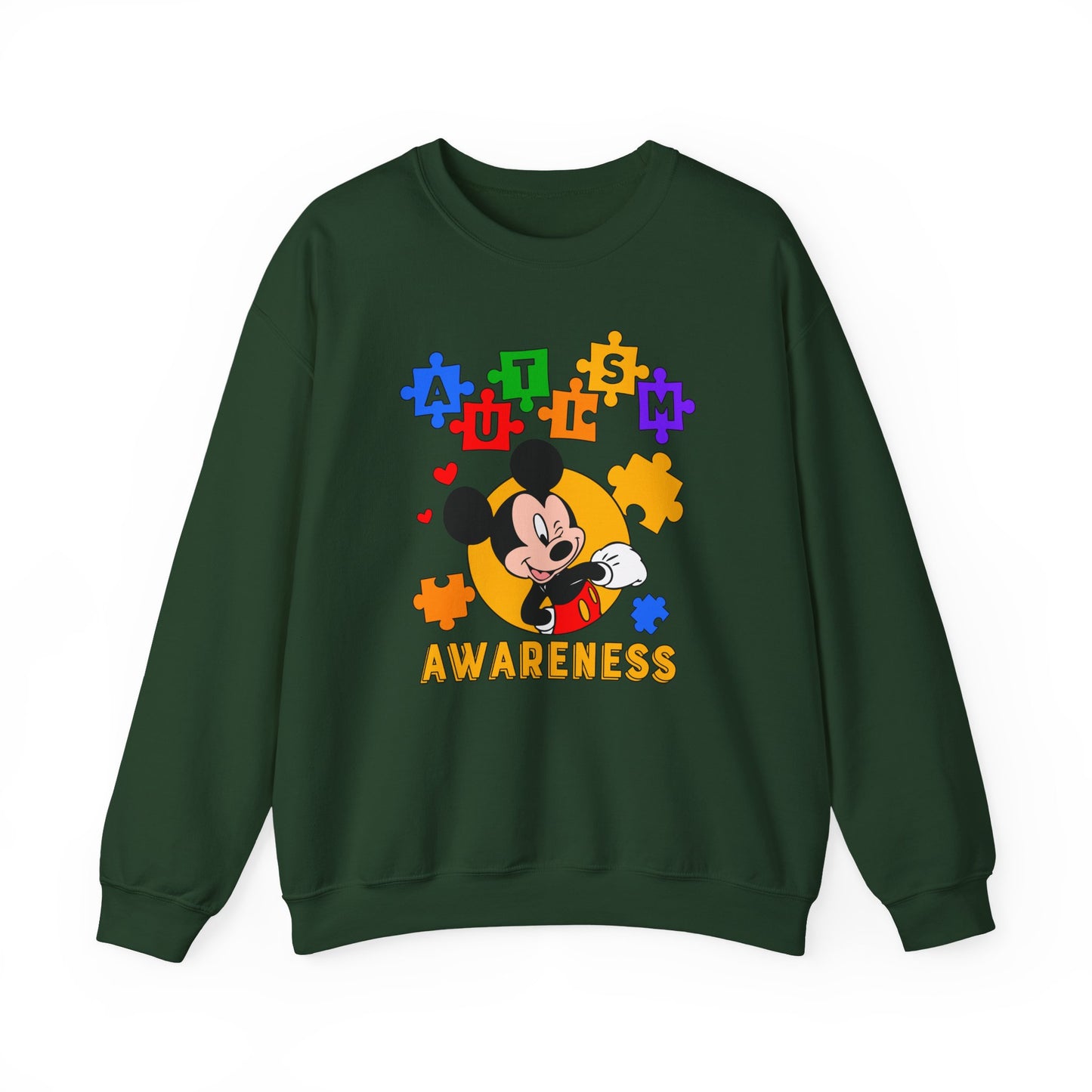 Autism Awareness Crewneck Sweatshirt — Puzzle Heart Character Design
