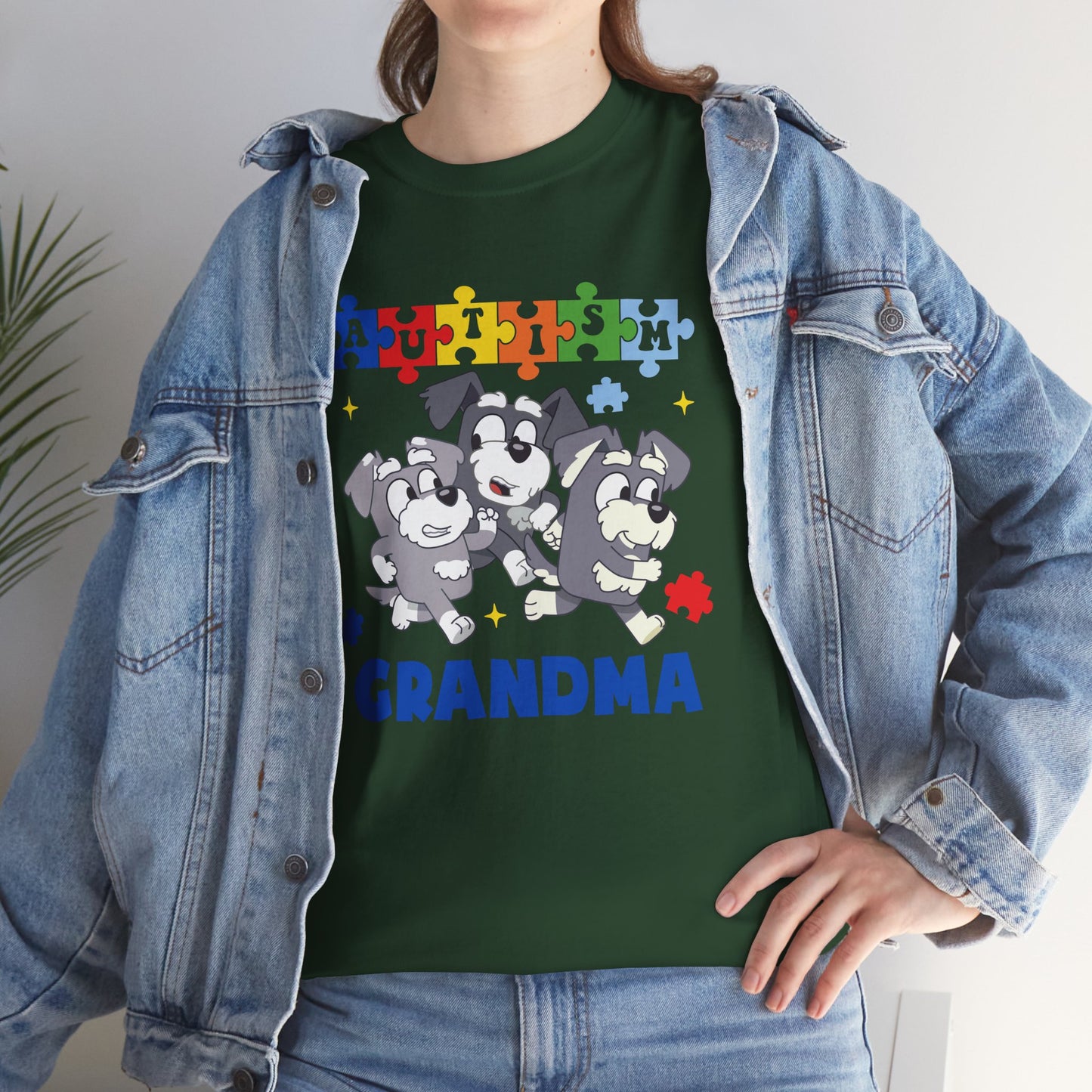 Grandma Paw-some Autism Awareness Tee — Puzzle Dogs Autism Grandma Shirt