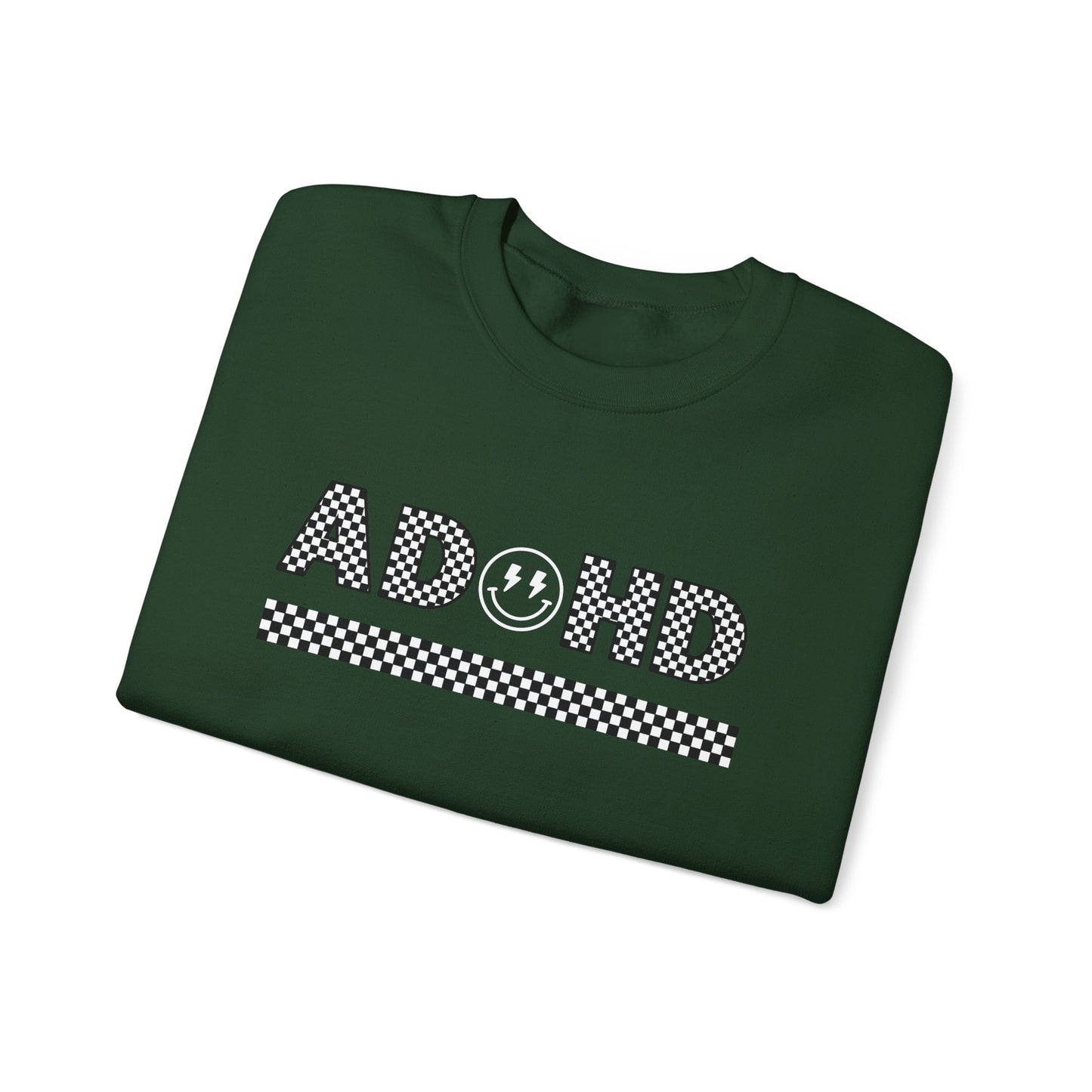 ADHD Smiley Checkered Crewneck Sweatshirt