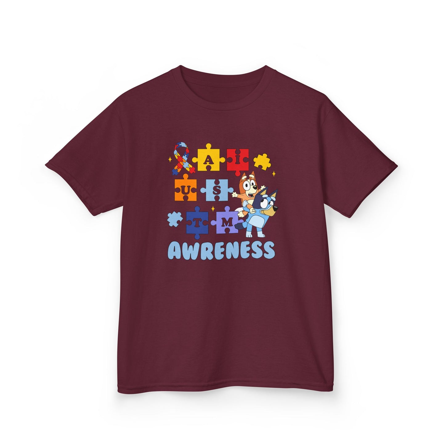 Kids Autism Awareness Puzzle Tee — Colorful Ribbon & Puzzle Pieces Design