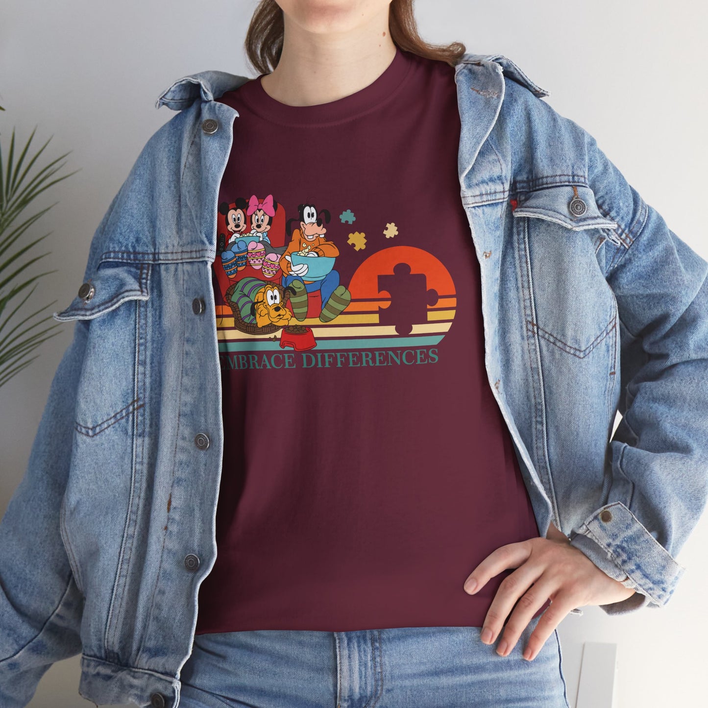 T-Shirt — 'Embrace Differences' Retro Rainbow Autism Awareness Tee