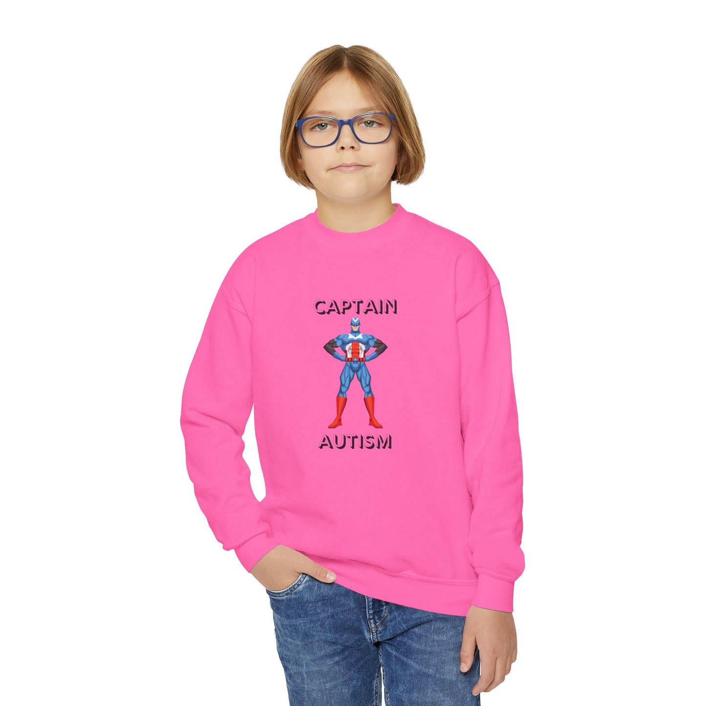 Captain Autism Youth Crewneck Sweatshirt