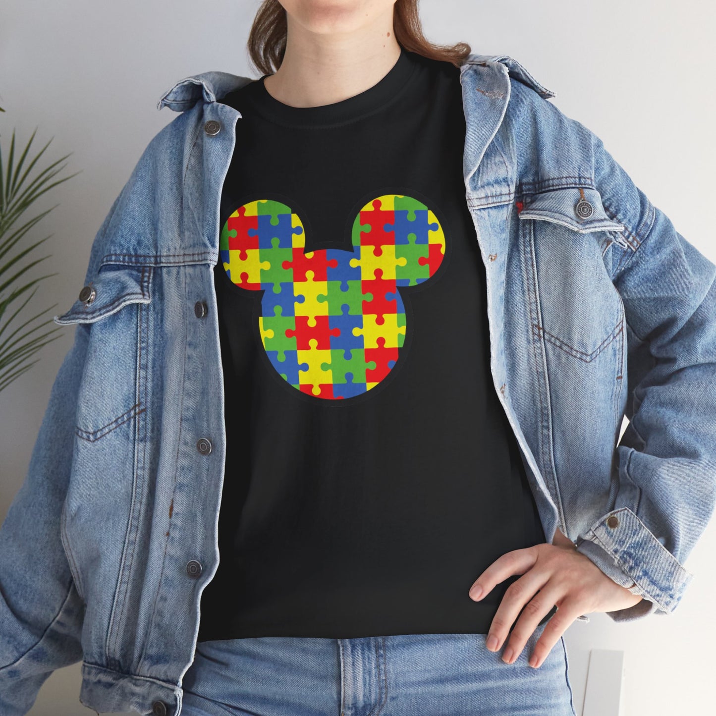 Colorful Puzzle Mickey Mouse Tee for Autism Awareness