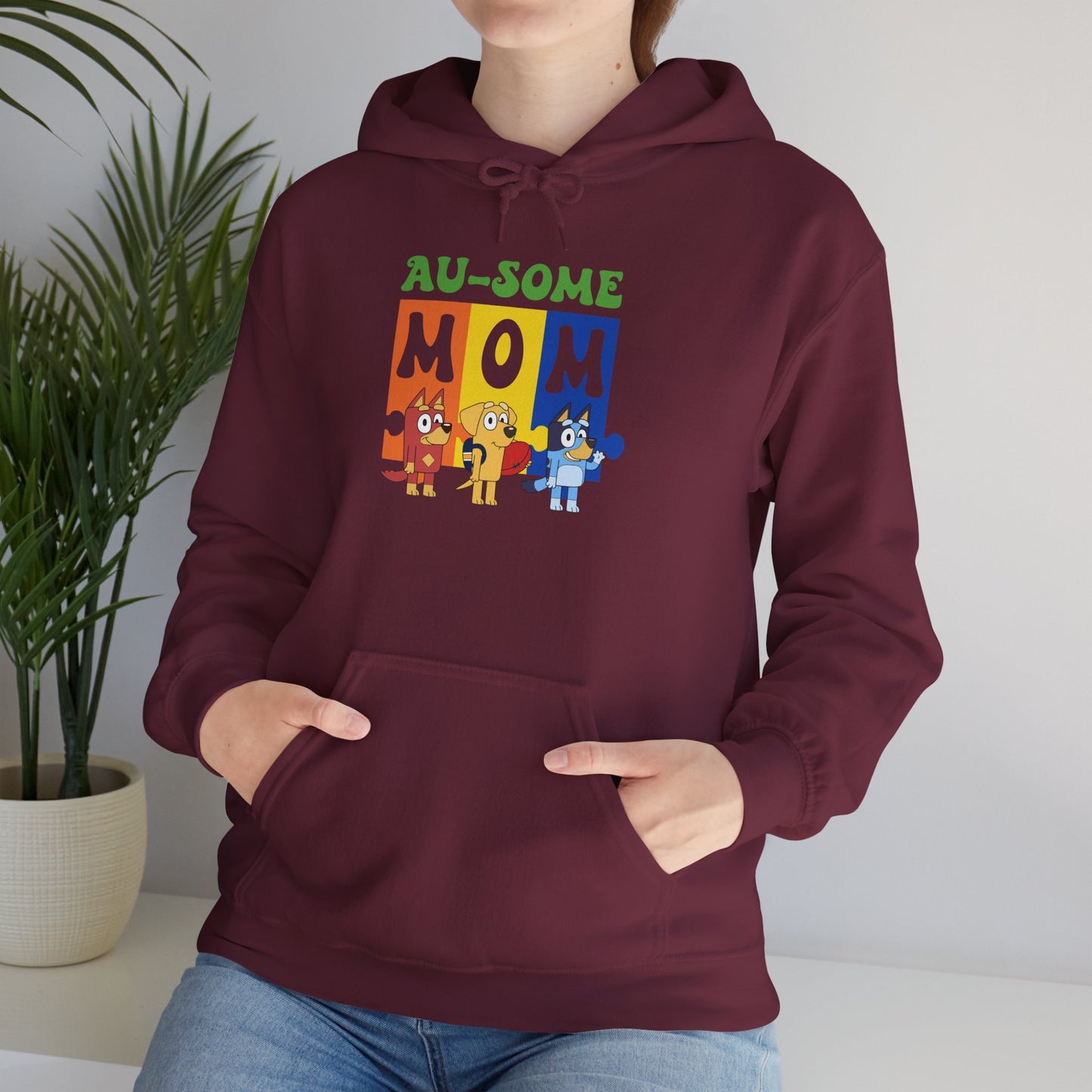 Au-some Mom Hoodie — Colorful Puzzle Piece Autism Awareness Sweatshirt