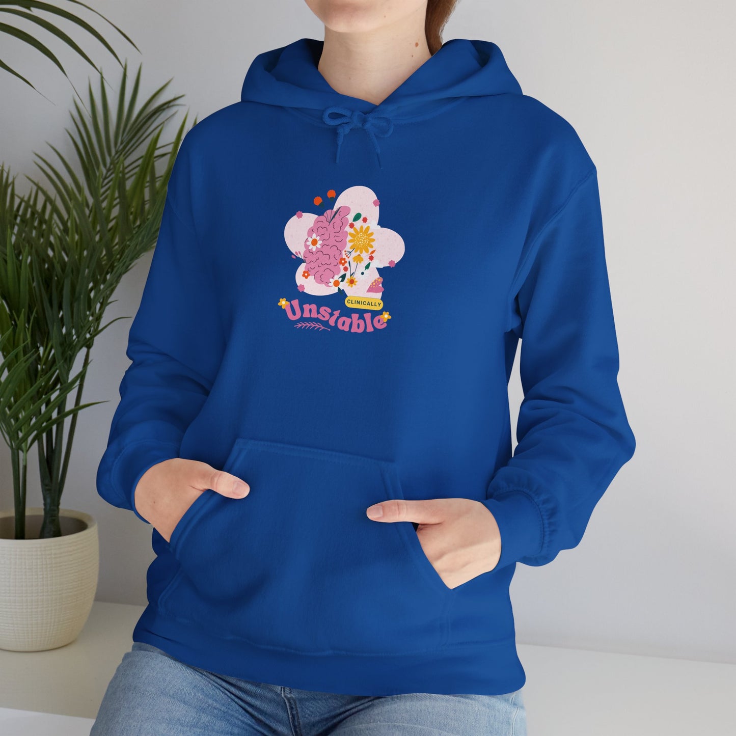 Unstable Cute Pastel Character Hoodie — Kawaii Pink Floral Graphic Sweatshirt