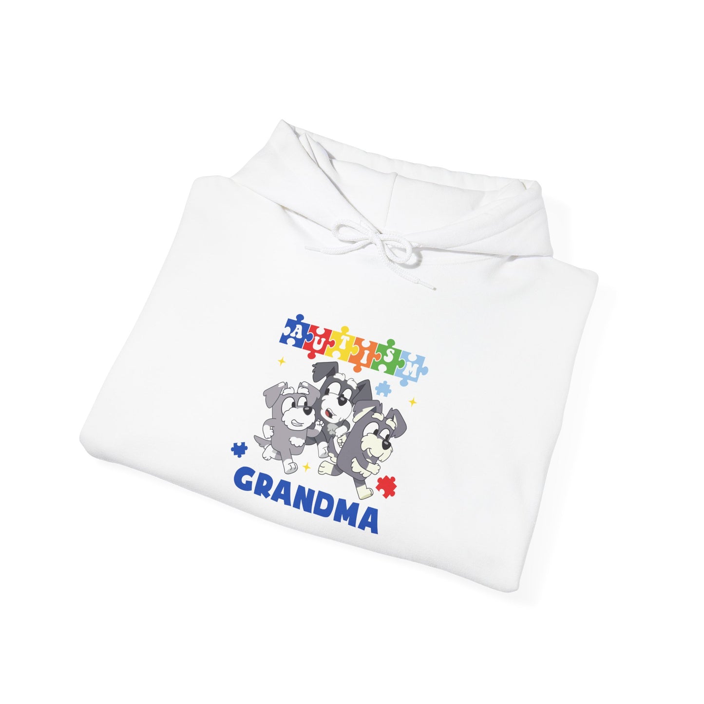 Grandma Puzzle Paw Print Hoodie — Cute Rescue Dog Grandma Gift