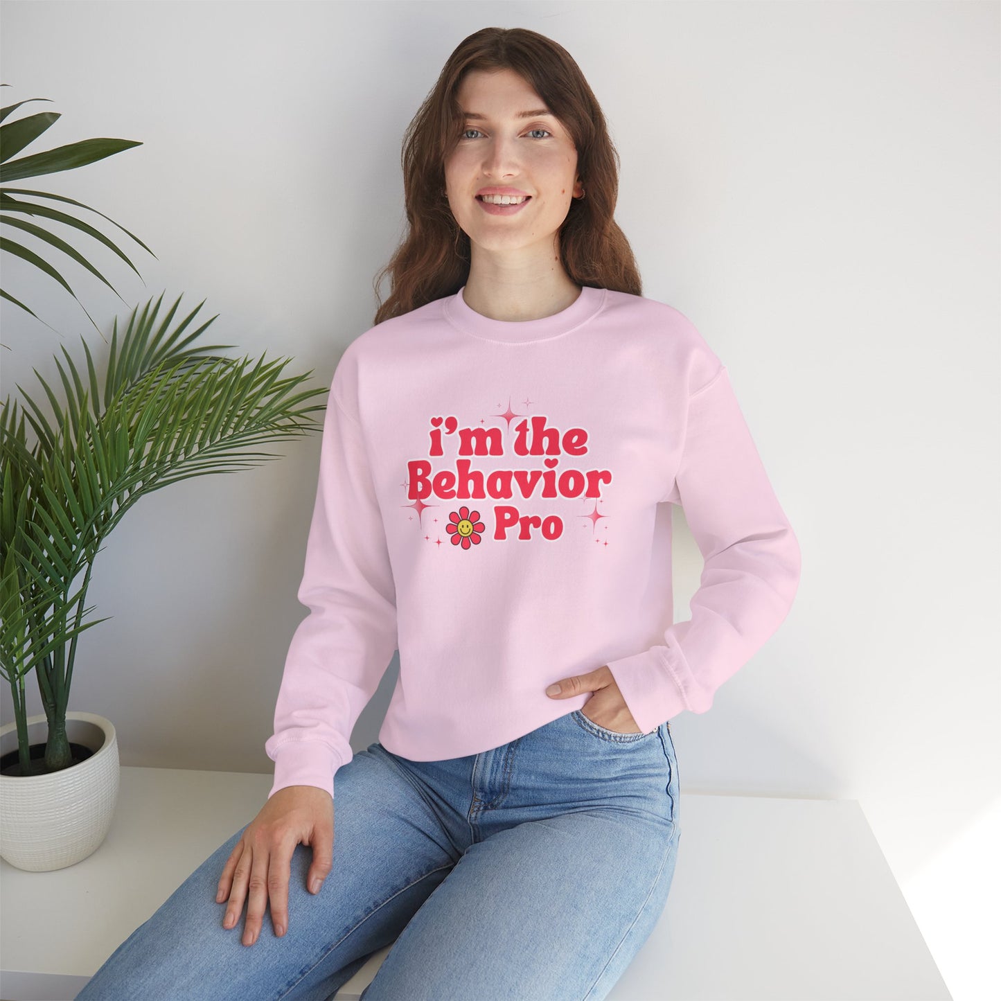 Behavior Pro Crewneck Sweatshirt — "I'm the Behavior Pro" Retro Floral