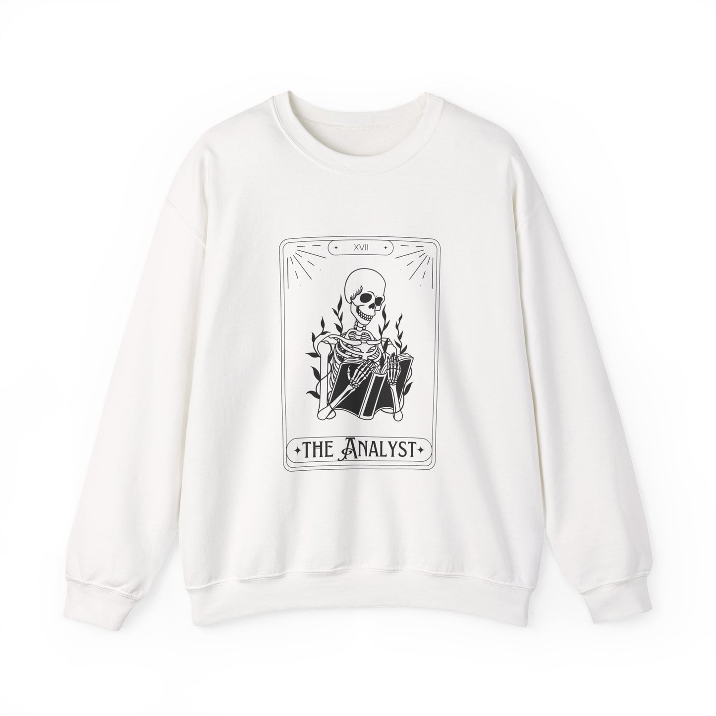 The Analyst Crewneck Sweatshirt — Tarot Skeleton Graphic Pullover