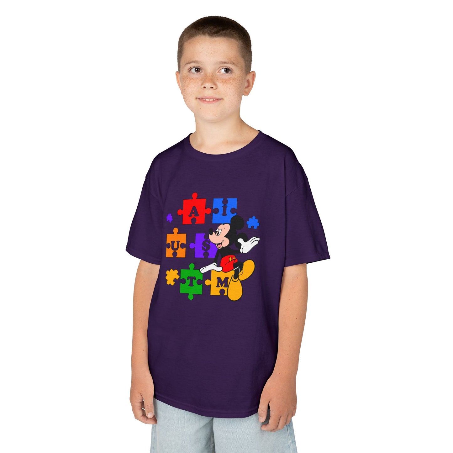 Kids Tee — Mickey Mouse Autism Puzzle Pieces Design