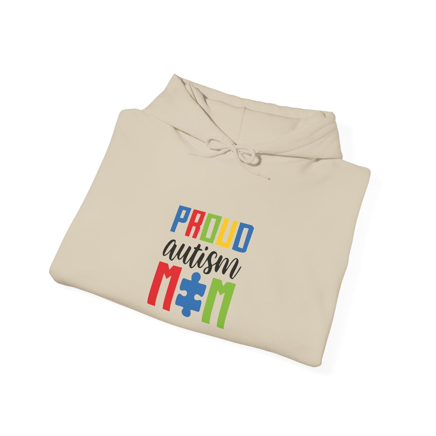 Proud Autism Mom Hoodie — Colorful Puzzle Piece Awareness Sweatshirt