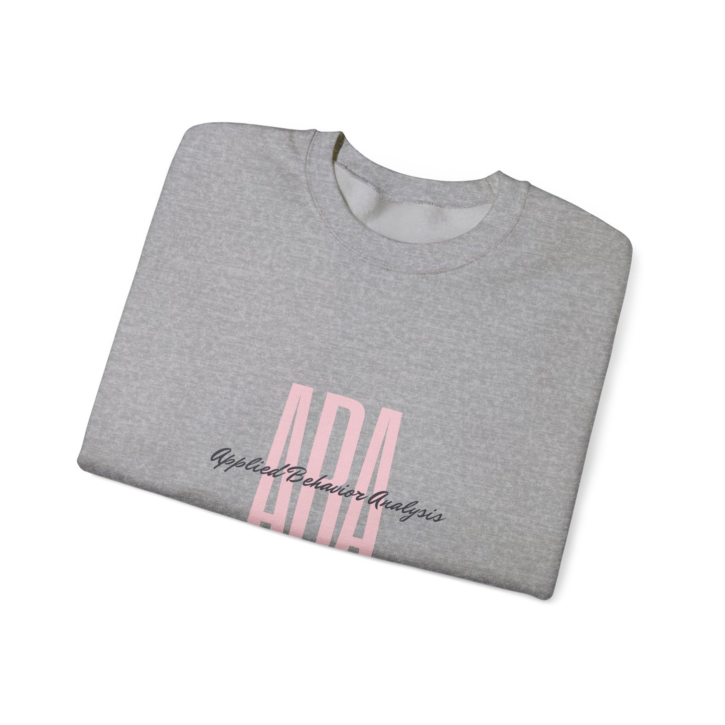 ABA Pink Monogram Crewneck Sweatshirt — Minimalist Initials Graphic Applied Behavior Analysis