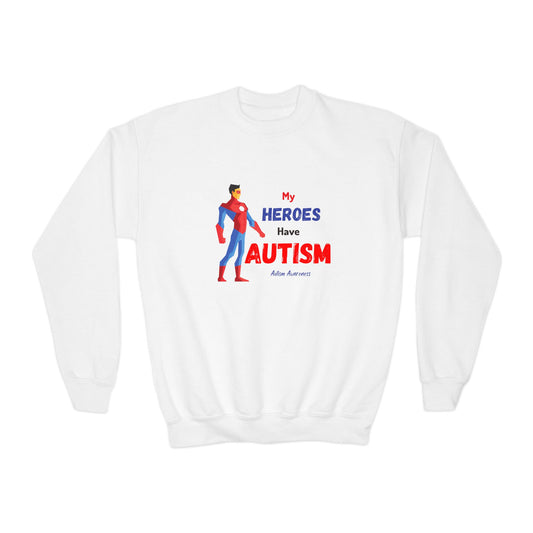 Youth Crewneck Sweatshirt - My Heroes Have Autism