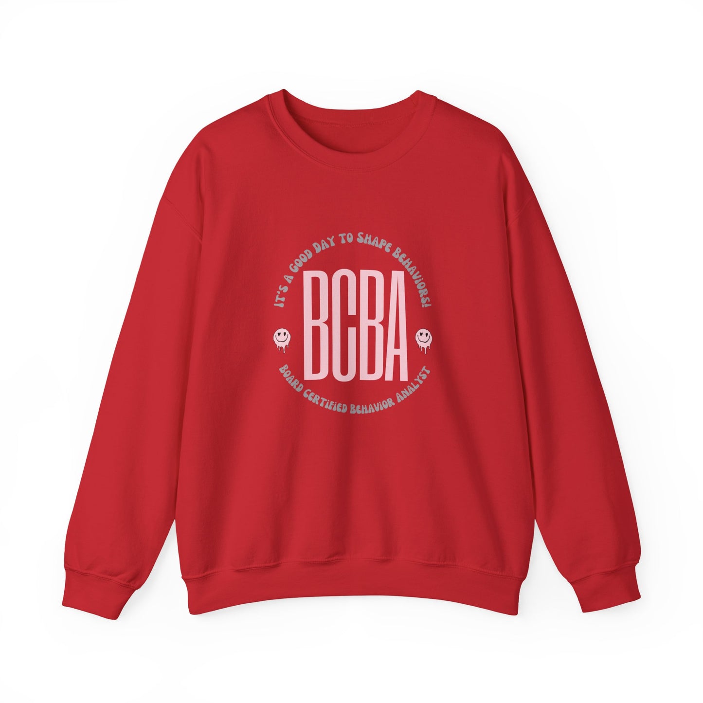 BCBA Crewneck Sweatshirt — ‘It’s a Good Day to Shape Behaviors’ Pink Logo