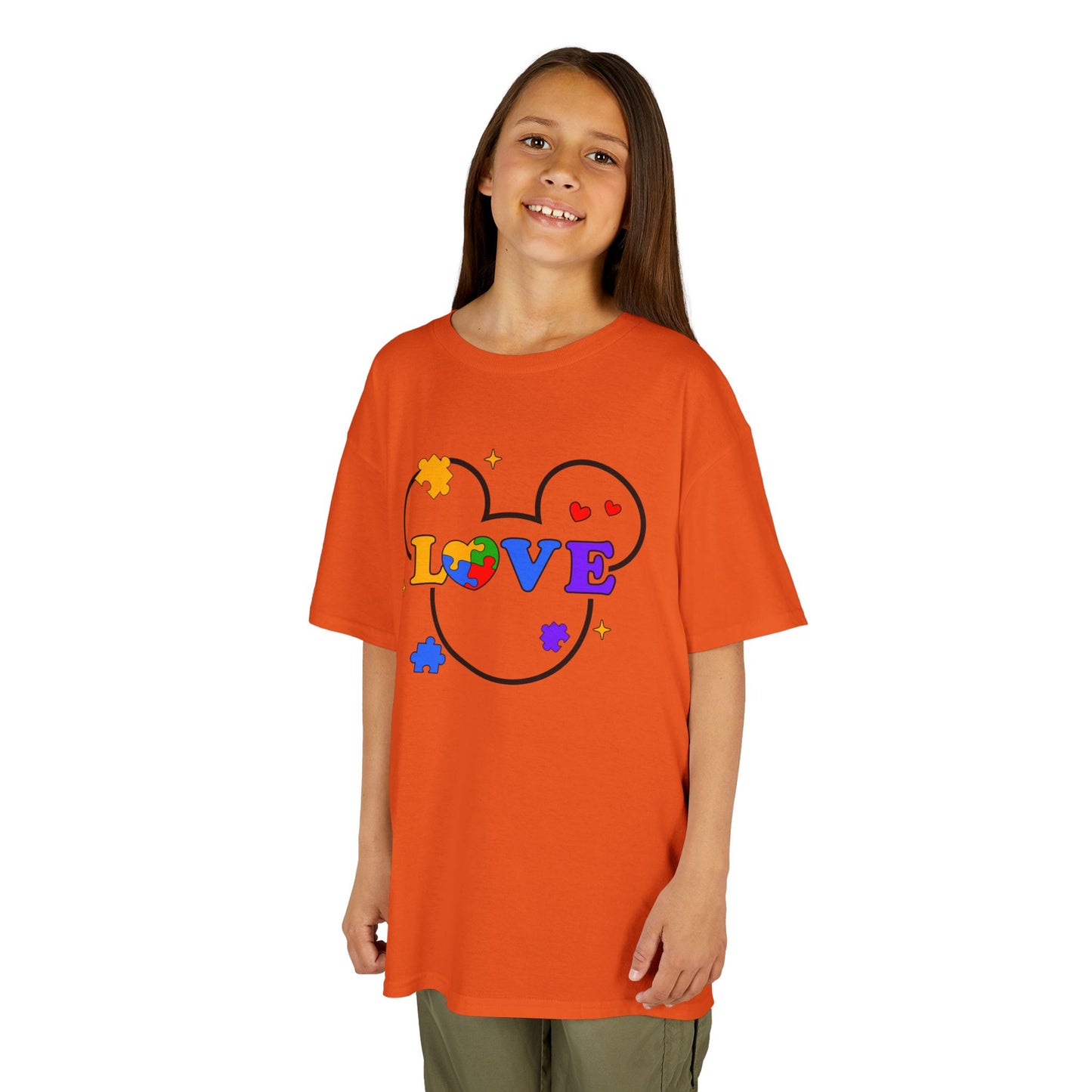 Kids Tee — Colorful Puzzle Heart "LOVE" Autism Awareness Shirt