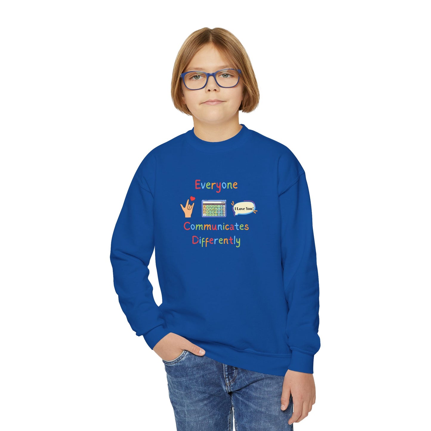 Everyone Communicates Differently Youth Crewneck Sweatshirt