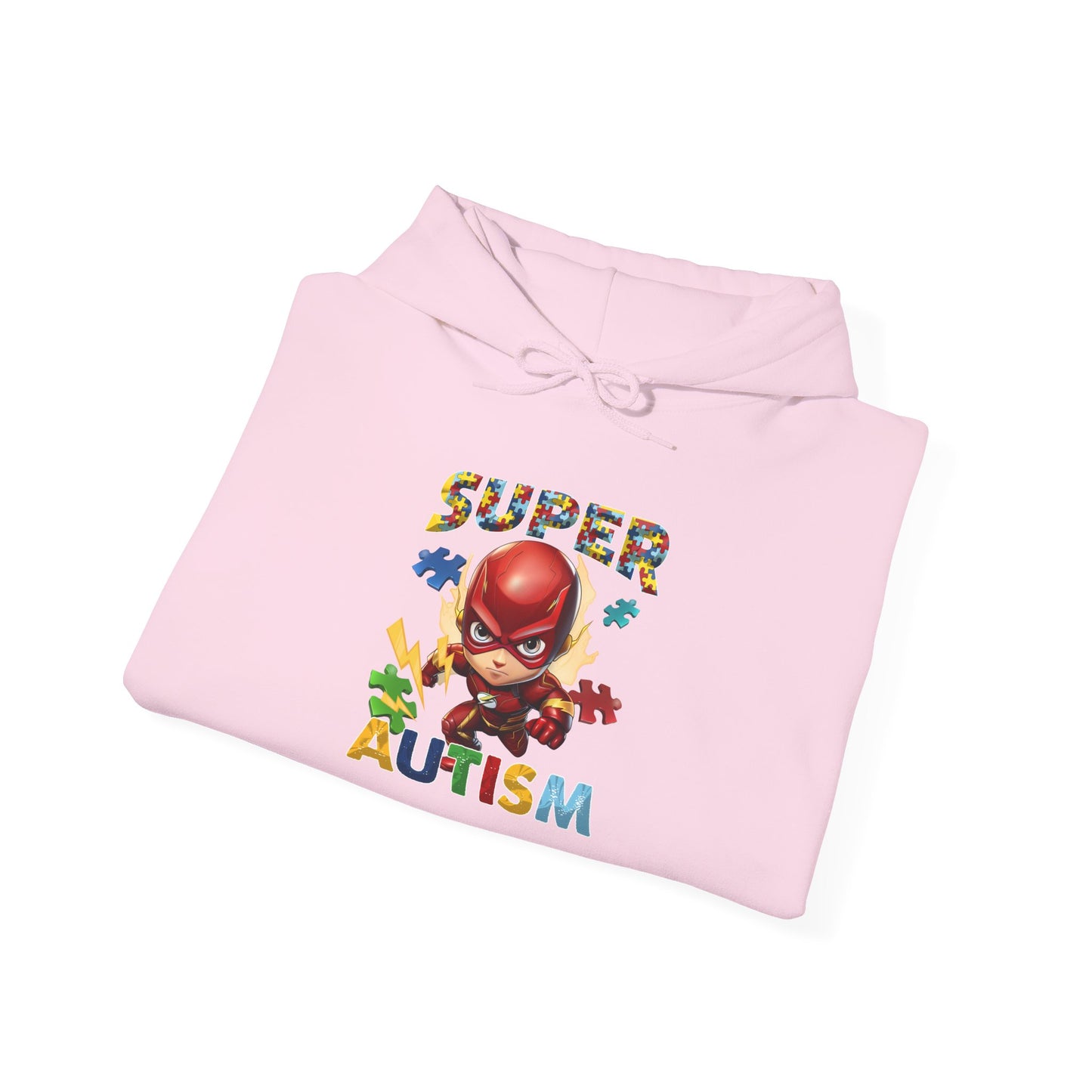 Autism Awareness Hoodie — "Super Autism" Colorful Puzzle Hero Sweatshirt