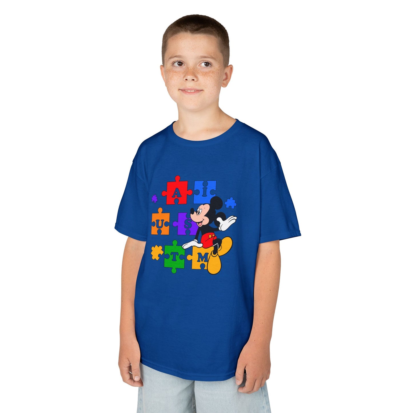 Kids Tee — Mickey Mouse Autism Puzzle Pieces Design