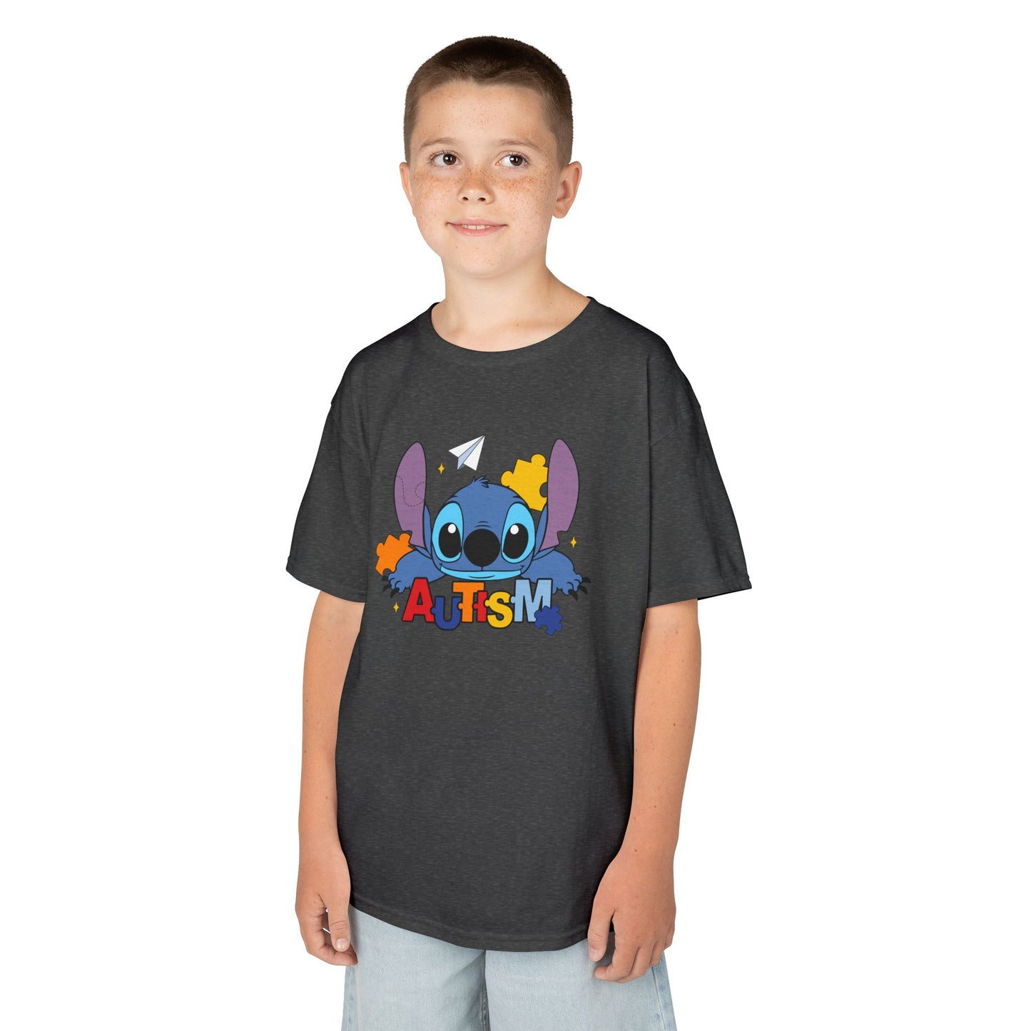 Kids Tee — Cute Stitch Autism Puzzle Design