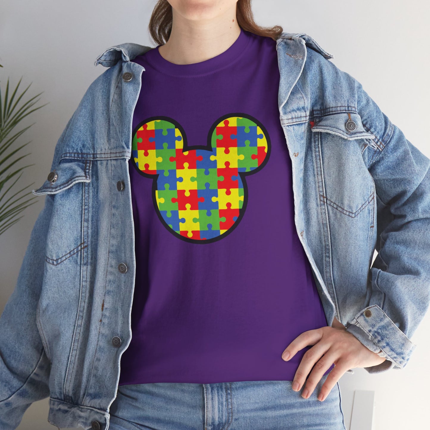 Colorful Puzzle Mickey Mouse Tee for Autism Awareness