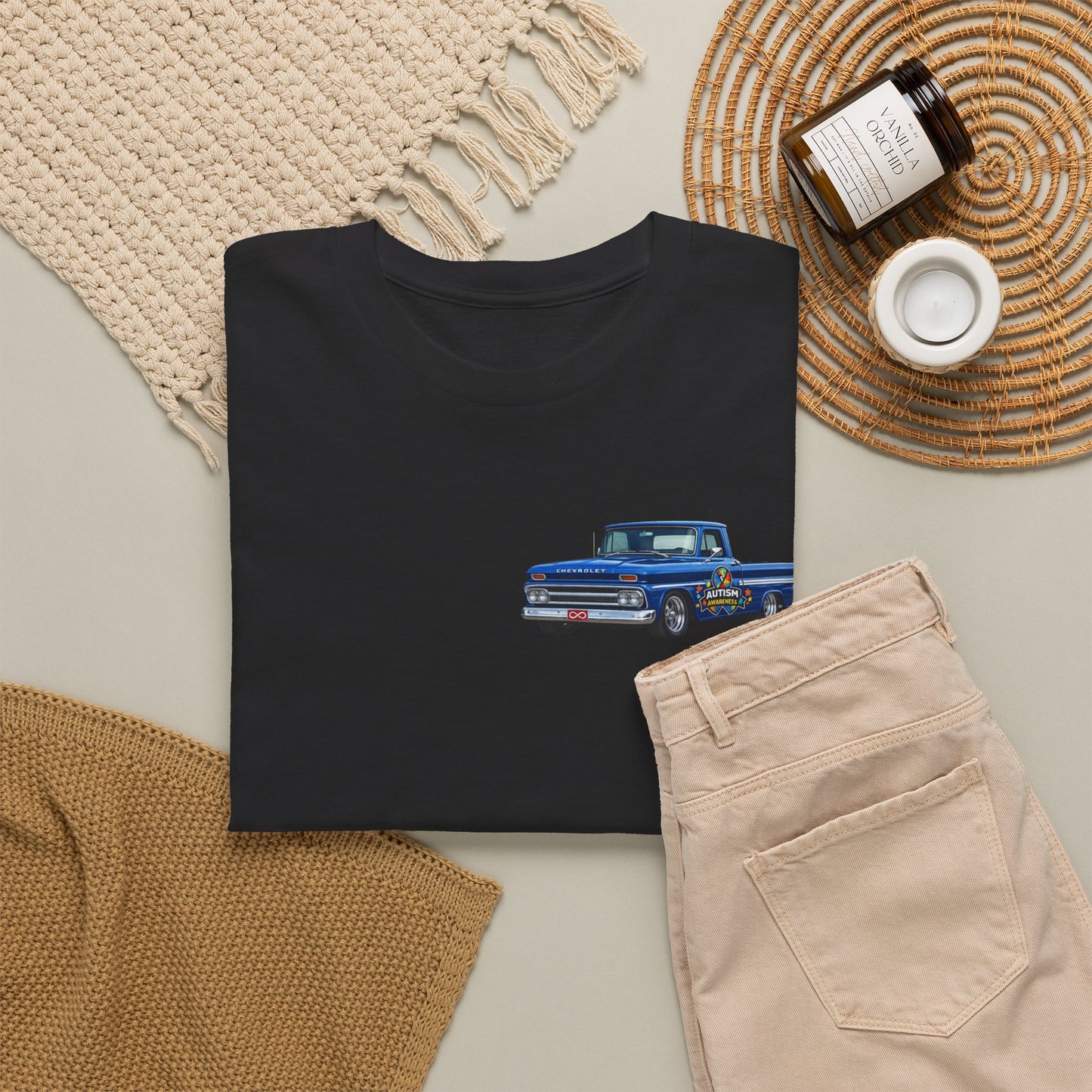 Tim’s Truck Tee- Autism Awareness Truck T-Shirt — Vintage Pickup Puzzle Ribbon Tee