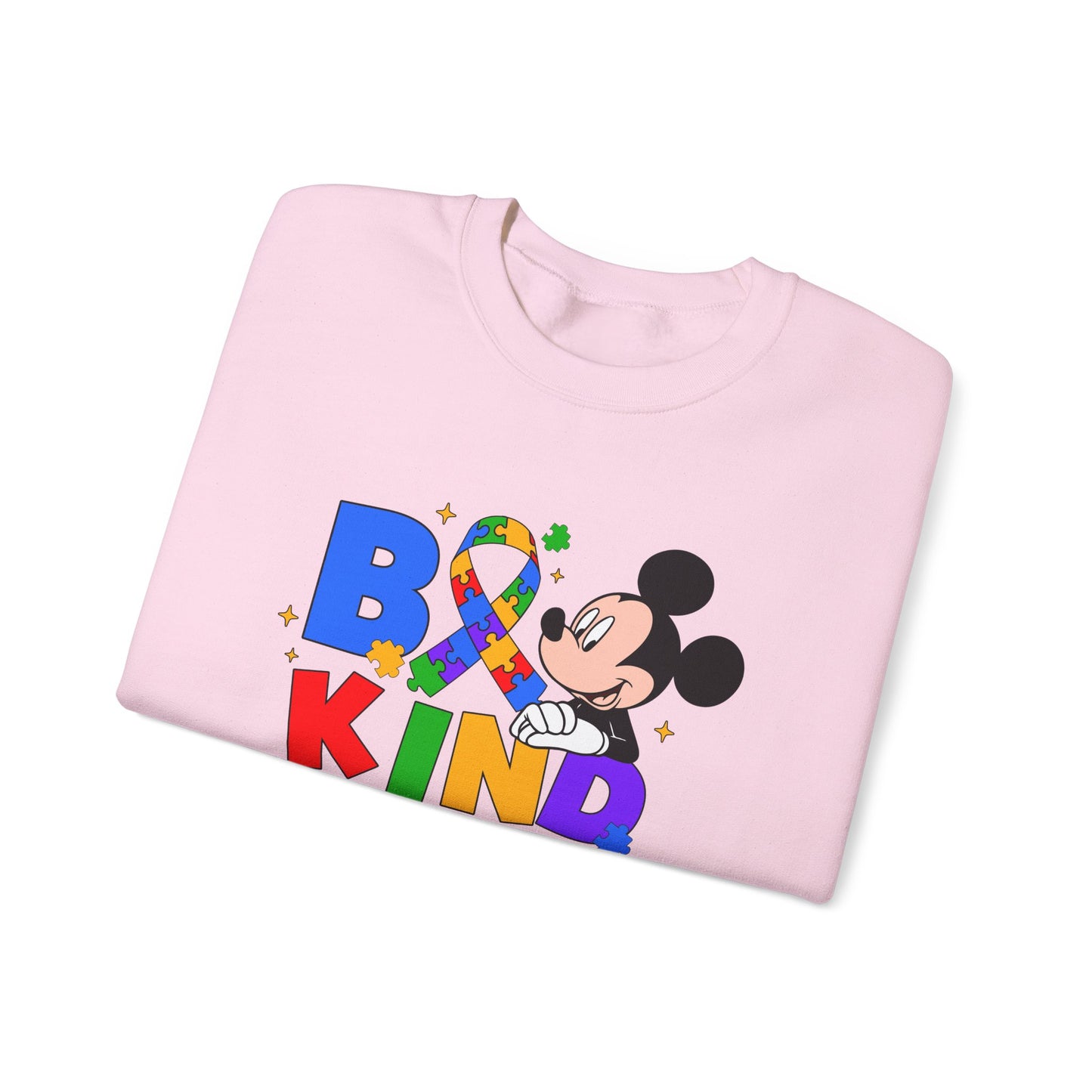 Be Kind Crewneck Sweatshirt - Colorful Awareness Ribbon Design