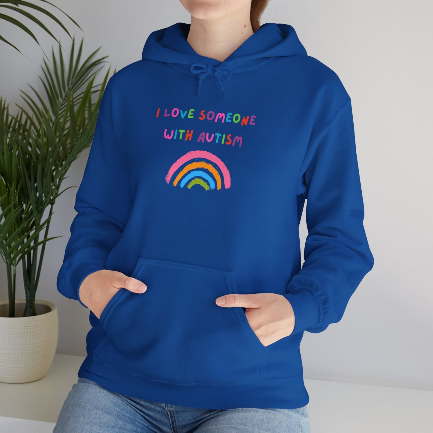 Autism Support Hoodie — "I Love Someone With Autism" Rainbow Sweatshirt