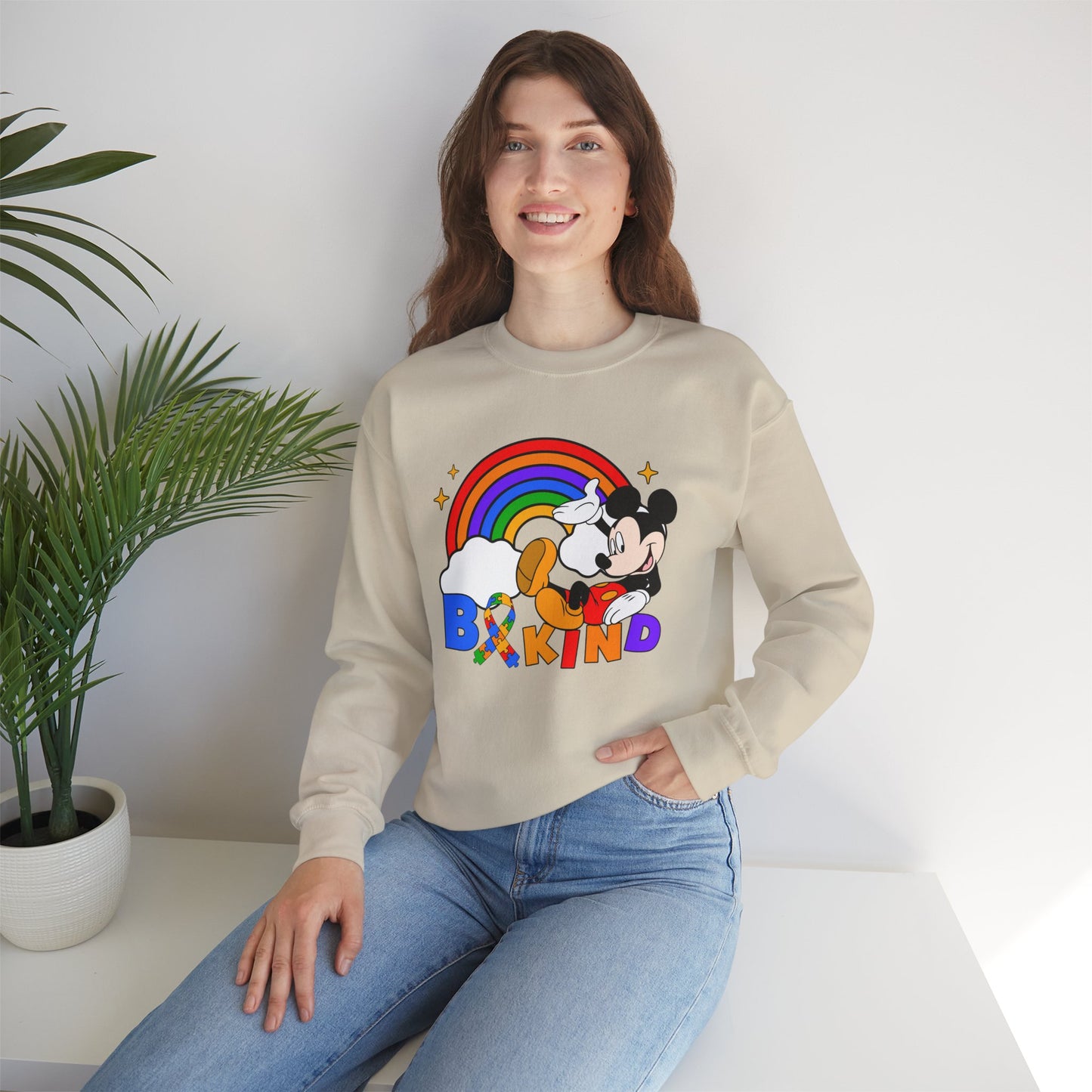 Be Kind Crewneck Sweatshirt — Rainbow Mickey-Inspired Pride Sweatshirt