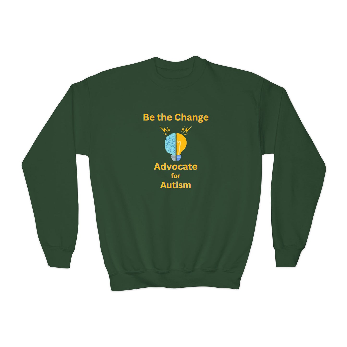 Advocate for Autism Youth Crewneck Sweatshirt — "Be the Change" Awareness Pullover