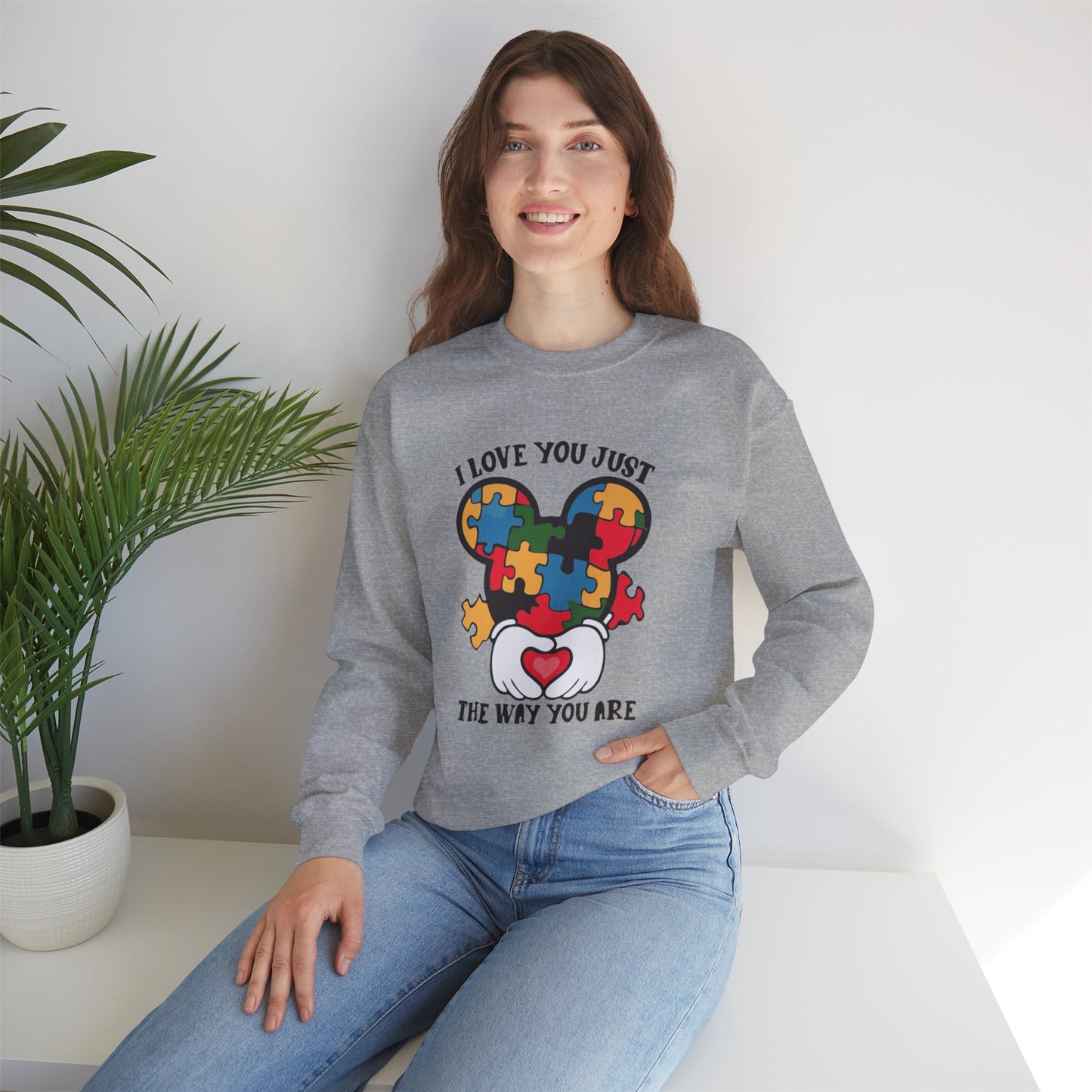 Autism Puzzle Heart Sweatshirt — "I Love You Just The Way You Are" Crewneck