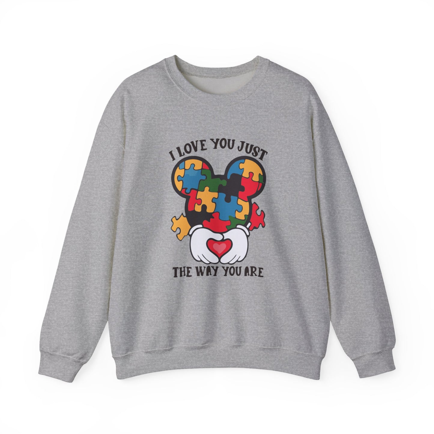 Autism Puzzle Heart Sweatshirt — "I Love You Just The Way You Are" Crewneck